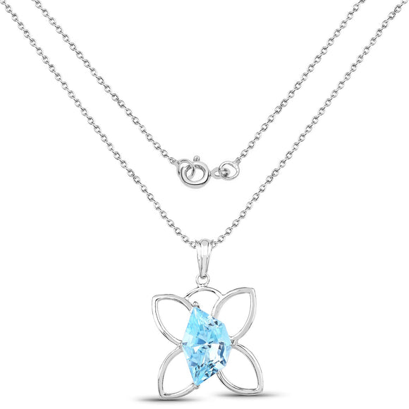 10.58 Carat Genuine Swiss Blue Topaz .925 Sterling Silver Pendant