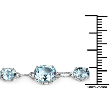20.70 Carat Genuine Blue Topaz .925 Sterling Silver Bracelet - 0