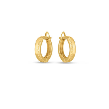 14k Yellow Gold Textured Huggie Hoops(3x10mm) - 0