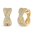 14K Yellow Gold 1/3 Cttw Diamond Criss Cross Huggie Hoop Earrings (G-H Color, SI2-I1 Clarity)-1