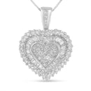 10K White Gold 1 cttw Multi Cut 1 cttw Diamond Heart Pendant Necklace (H-I, I1-I2)-1