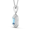 1.35 Carat Genuine Aquamarine and White Diamond 14K White Gold Pendant-2