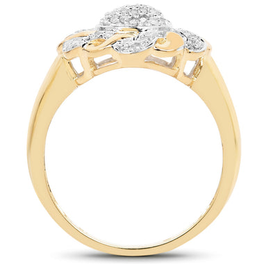 14K Yellow Gold Plated 0.28 Carat Genuine White Diamond .925 Sterling Silver Ring - 0