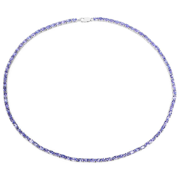 21.50 Carat Genuine Tanzanite .925 Sterling Silver Necklace