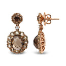 18K Rose Gold Diamond Accent and  Lemon and Oval Smoky Color Quartz Gemstone Dangle Drop Earring (G-H Color, SI1-SI2 Clarity)-3