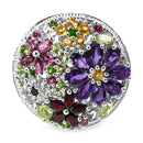 4.02 Carat Genuine Multi Stones .925 Sterling Silver Ring-3