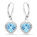 4.20 Carat Genuine Swiss Blue Topaz .925 Sterling Silver Earrings-1
