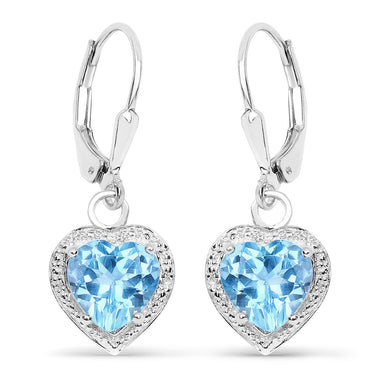 4.20 Carat Genuine Swiss Blue Topaz .925 Sterling Silver Earrings