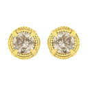 14K Yellow Gold Plated .925 Sterling Silver 1.0 Cttw Round Brilliant Cut Diamond Solitaire Milgrain Stud Earrings (K-L Color, I2-I3 Clarity)-8