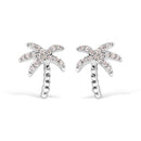 10K White Gold 1/10 Cttw Diamond  Encrusted Palm Tree Stud Earrings (H-I Color, I1-I2 Clarity)-1