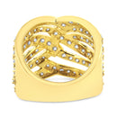 10K Yellow Gold 3.00 Cttw Diamond Multi Row Bypass Wave Cocktail Band Ring (J-K Color, I1-I2 Clarity) - Size 7-4