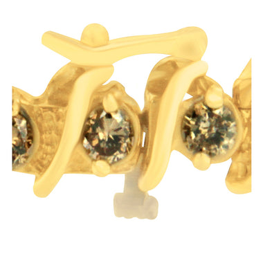 14K Yellow Gold Round-Cut Diamond 'S' Bracelet (6.00 cttw, Brown Color, I1-I2 Clarity) - 0
