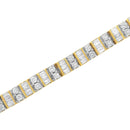10K Yellow Gold 4.0 Cttw Alternating Baguette & Round Cut Diamond Bezel- & Prong-Set 7" Tennis Bracelet (G-H Color, SI1-SI2 Clarity)-4
