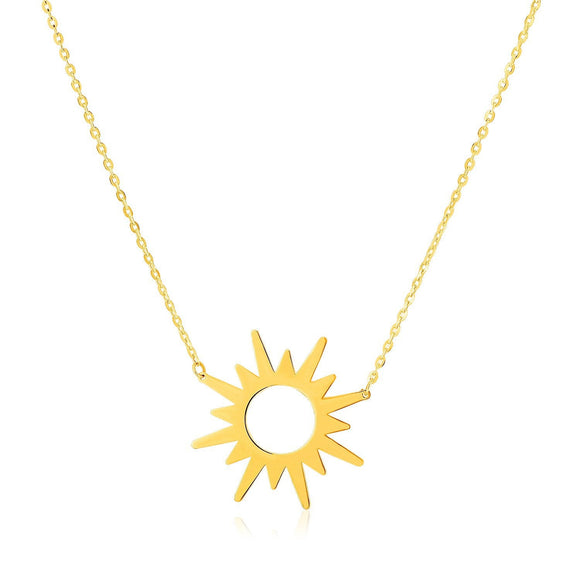14K Yellow Gold Sunburst Necklace