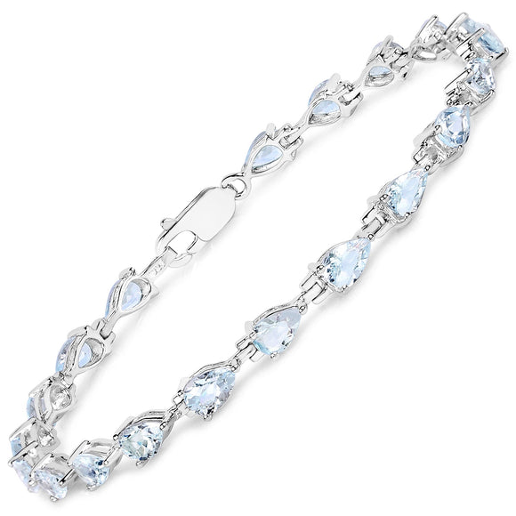 7.00 Carat Genuine Aquamarine .925 Sterling Silver Bracelet