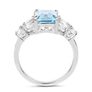 3.38 Carat Genuine Blue Topaz & White Topaz .925 Sterling Silver Ring-2
