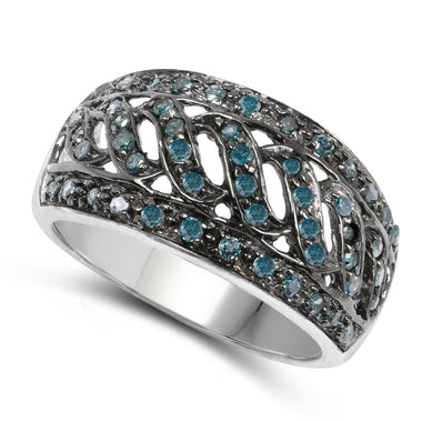 0.60 Carat Genuine Blue Diamond .925 Sterling Silver Ring - 0