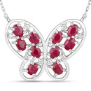 2.36 Carat Genuine Ruby and White Zircon .925 Sterling Silver Necklace-1