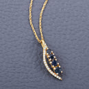 0.40 Carat Genuine Blue Sapphire and White Diamond 14K Yellow Gold Pendant-3