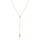 14k Tri Color Gold Lariat Rosary Necklace-1