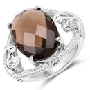 10.50 Carat Genuine Smoky Quartz .925 Sterling Silver Ring-1