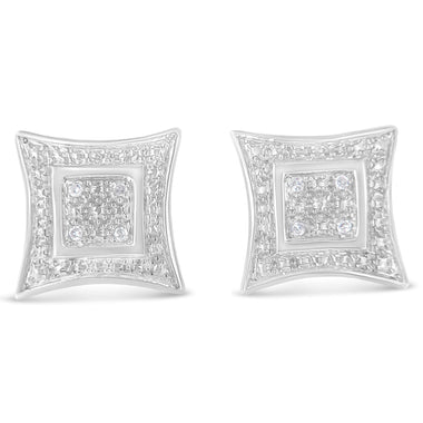 .925 Sterling Silver Diamond Accented 4-Stone Four Pointed Star Shaped Halo-Style Stud Earrings (H-I Color, I2-I3 Clarity) - 0