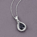 2.09 Carat Genuine Blue Sapphire and White Diamond 14K White Gold Pendant-3