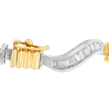Original Classics 10K Two-Tone Gold Baguette Cut Diamond Spiral Bracelet (2.00 cttw, H-I Color, I1-I2 Clarity) - 0