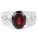 3.23 Carat Genuine Rhodolite and White Topaz .925 Sterling Silver Ring-3