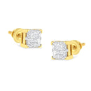 10K Yellow Gold 3/4 Cttw Invisible Set Princess-Cut Diamond Composite Square Stud Earrings (I-J Color, I2-I3 Clarity)-1