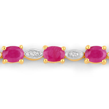 2.01 Carat Genuine Ruby and White Diamond .925 Sterling Silver Bracelet - 0
