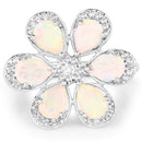 1.71 Carat Genuine Ethiopian Opal and White Topaz .925 Sterling Silver Ring Ring-3