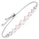 5.50 Carat Genuine Pink Opal and White Topaz .925 Sterling Silver Bracelet-1