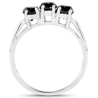 0.99 Carat Genuine Black Diamond .925 Sterling Silver Ring - 0