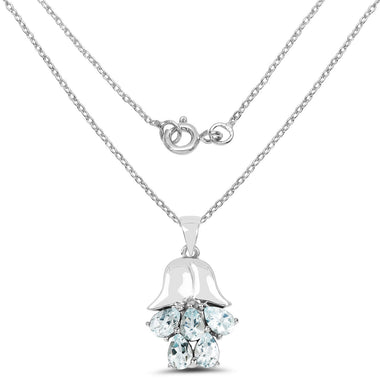 1.75 Carat Genuine Aquamarine .925 Sterling Silver Pendant - 0