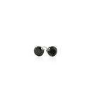 14k White Gold Stud Earrings with Black Faceted Cubic Zirconia(6mm)-2