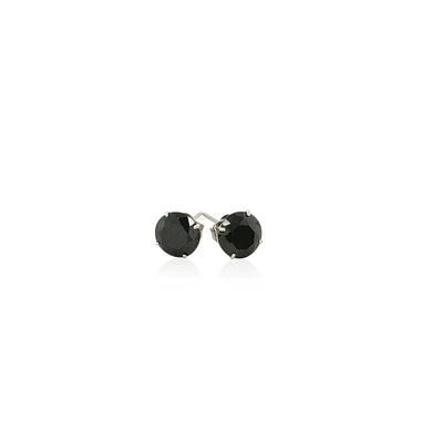 14k White Gold Stud Earrings with Black Faceted Cubic Zirconia(6mm) - 0