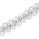 .925 Sterling Silver 1/4 cttw Round-Cut Diamond Double Row Wrapped S-Link Bracelet (I-J Color, I2-I3 Clarity) - Size 7.25"-3