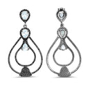 8.81 Carat Genuine Blue Topaz and Black Spinel .925 Sterling Silver Earrings-2
