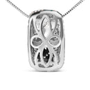 .925 Sterling Silver Turquoise Enamel and 1/2 Cttw Diamond Block 18" Pendant Necklace (F-G Color, VS1-VS2 Clarity)-4