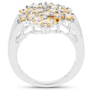3.54 Carat Genuine Citrine and White Topaz .925 Sterling Silver Ring-2
