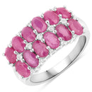 3.40 Carat Genuine Ruby and White Topaz .925 Sterling Silver Ring-1