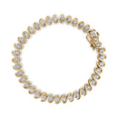 14K Yellow Gold Plated .925 Sterling Silver 1/2 Cttw Round Miracle-Set Diamond S-Curve Tennis Bracelet (I-J Color, I3 Clarity) - 7"-1
