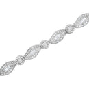 .925 Sterling Silver 1 cttw Diamond Double Leaf and Bezel Link Bracelet (I-J Clarity, I2-I3 Color) - Size 7.25"-4