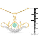 14K Yellow Gold Plated 0.62 Carat Genuine Emerald and White Topaz .925 Sterling Silver Pendant-3
