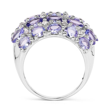 7.29 Carat Genuine Tanzanite and White Topaz .925 Sterling Silver Ring - 0