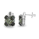 2.91 Carat Genuine Green Amethyst, White Sapphire & Green Diamond .925 Sterling Silver Earrings-2