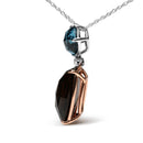 18K Rose and White Gold Diamond Accent and London Blue Topaz and Cushion Cut Smoky Quartz Gemstone Dangle Drop 18" Pendant Necklace (G-H Color, SI1-SI2 Clarity)-3