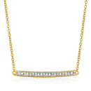 14k Yellow Gold Necklace with Gold and Diamond Bar (1/10 cttw)-3
