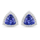 4.62 Carat Genuine Tanzanite and White Diamond 14K White Gold Earrings-1